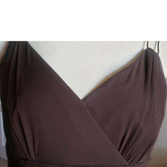Vintage ANN TAYLOR Brown Dress 8 Womens Silk Cocktail Gala Ball Spaghetti Strap - Picture 8 of 13